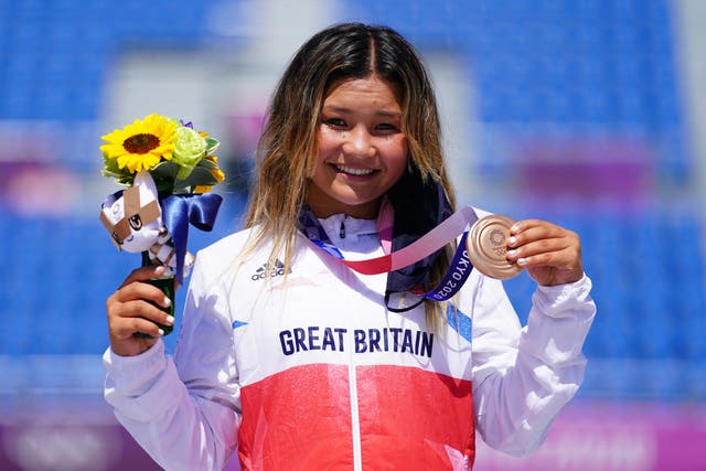 <p>Sky Brown becomes Great Britain’s youngest Olympic medallist at the Ariake Skatepark on Wednesday</p>