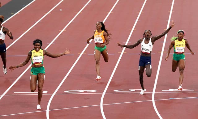 Elaine Thompson-Herah (front left) is among those to have broken records in Tokyo (Martin Rickett/PA)