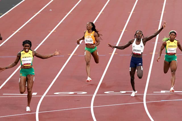 Elaine Thompson-Herah (front left) is among those to have broken records in Tokyo (Martin Rickett/PA)