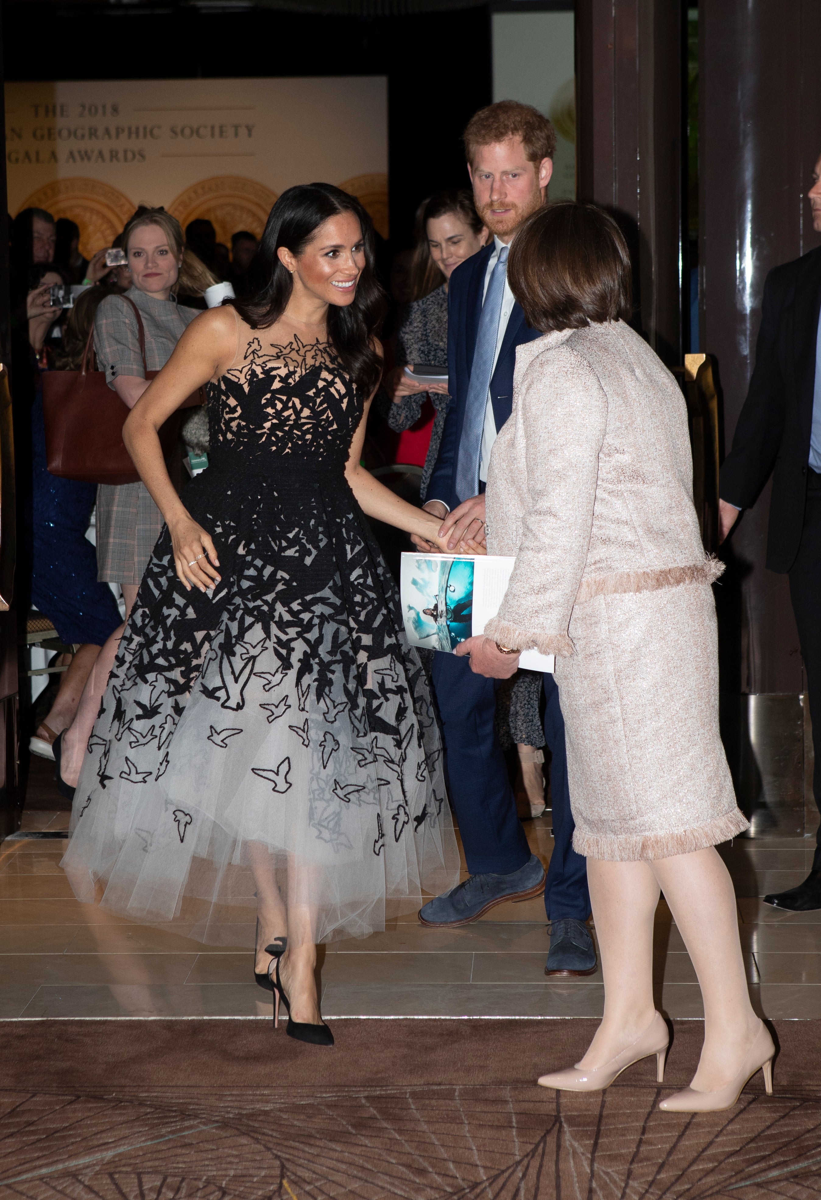 Meghan wore a tulle gown.