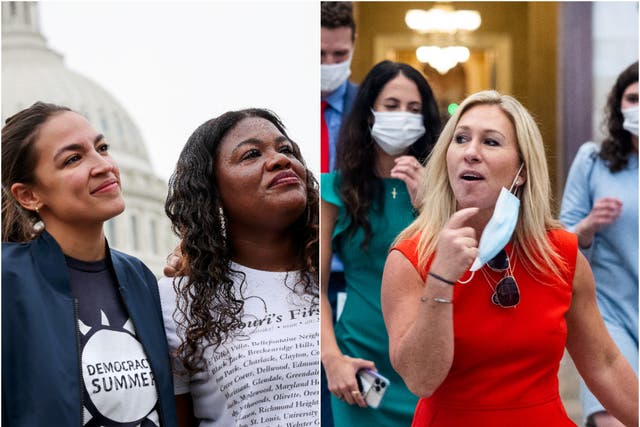 <p>Marjorie Taylor Greene tweeted about the trash left outside the US Capitol after a protest led by “communists” Democratic Reps Cori Bush Alexandria Ocasio-Cortez. </p>