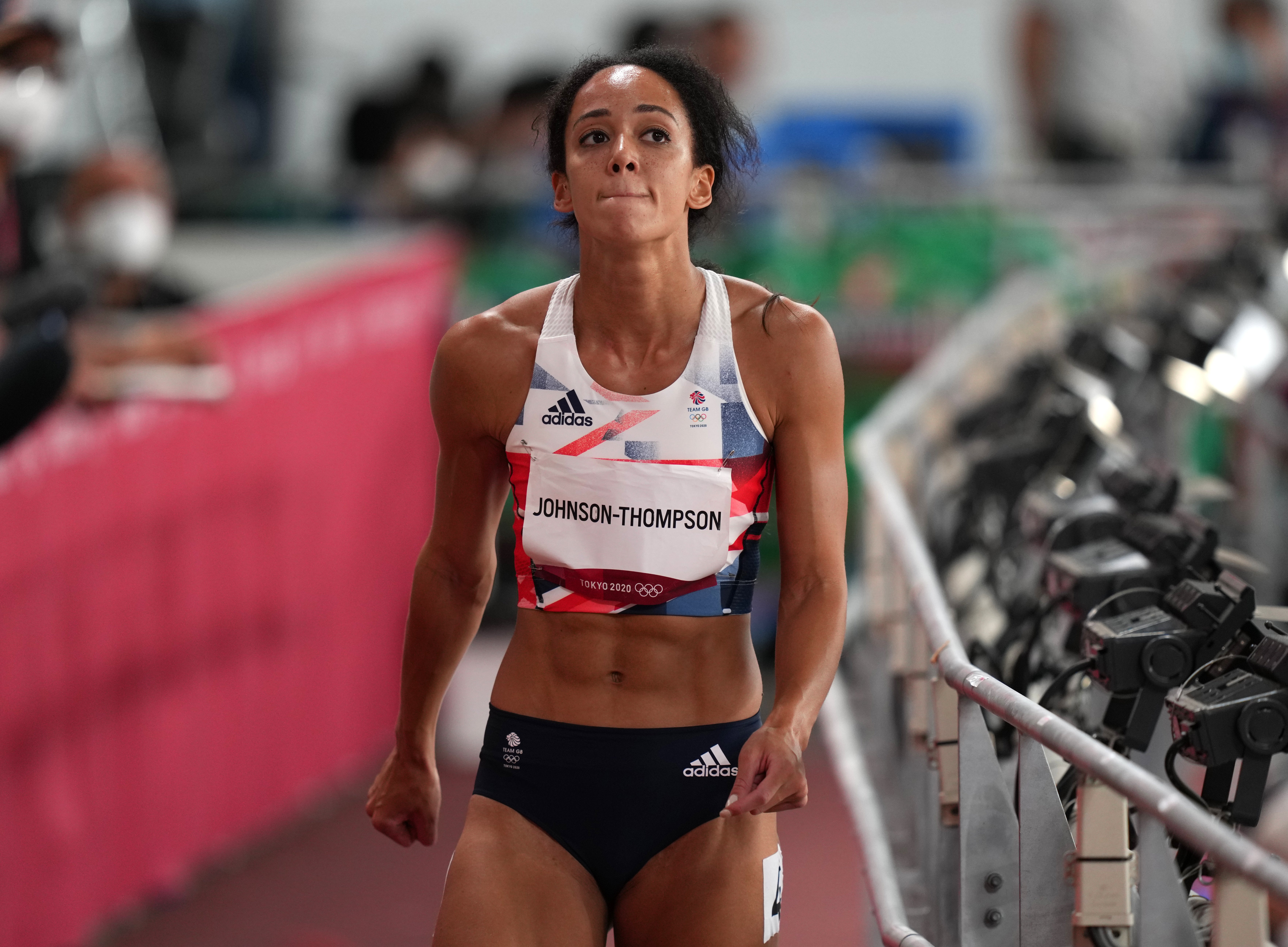 Katarina Johnson-Thompson was distraught after injury forced her out of the heptathlon (Joe Giddens/PA)