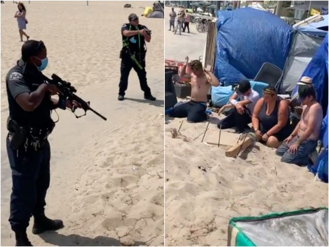 <p>The LAPD has responded after a video showing heavily armed police officers raiding a homeless camp in Venice Beach went viral, garnering millions of views. </p>
