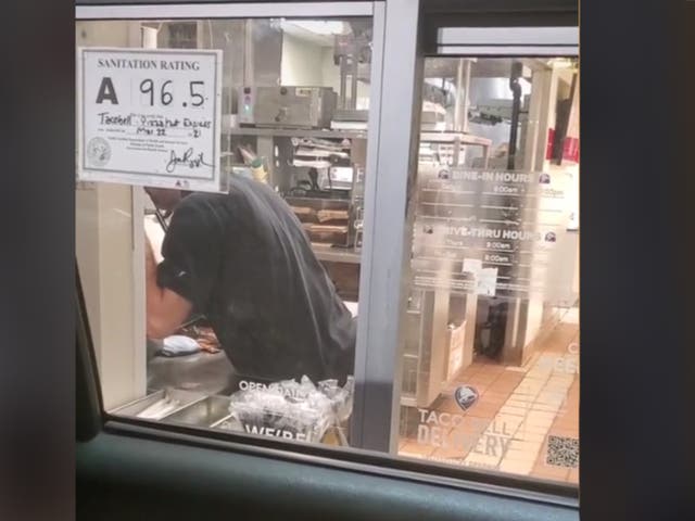 <p>A video shows a worker allegedly falling asleep </p>