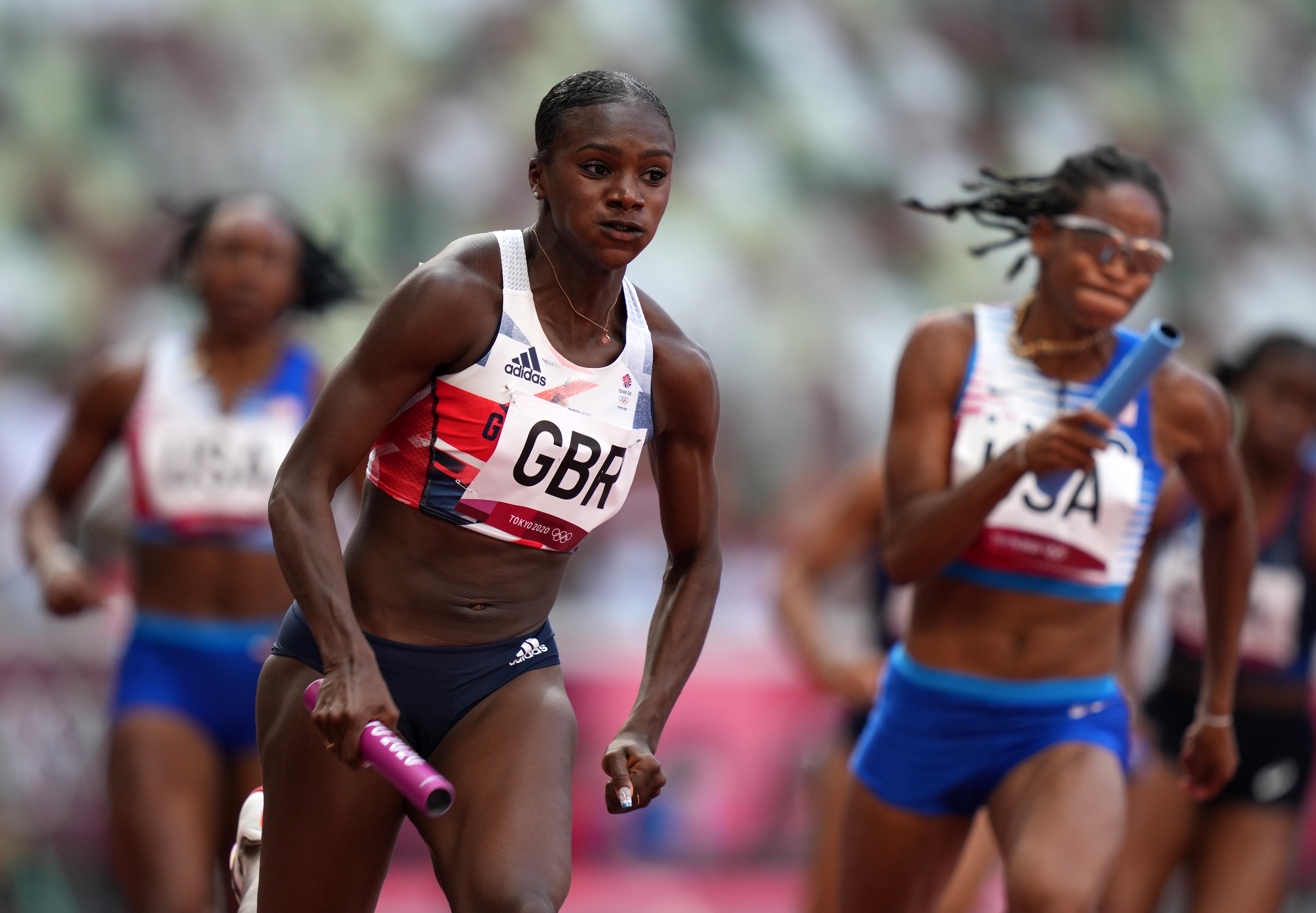 Dina Asher-Smith helped the women’s 4x100m relay squad to the final. (Joe Giddens/PA)