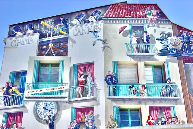 <p>Now showing: Mural at the bus station at Cannes, southern France, which will be more accessible to British travellers</p>