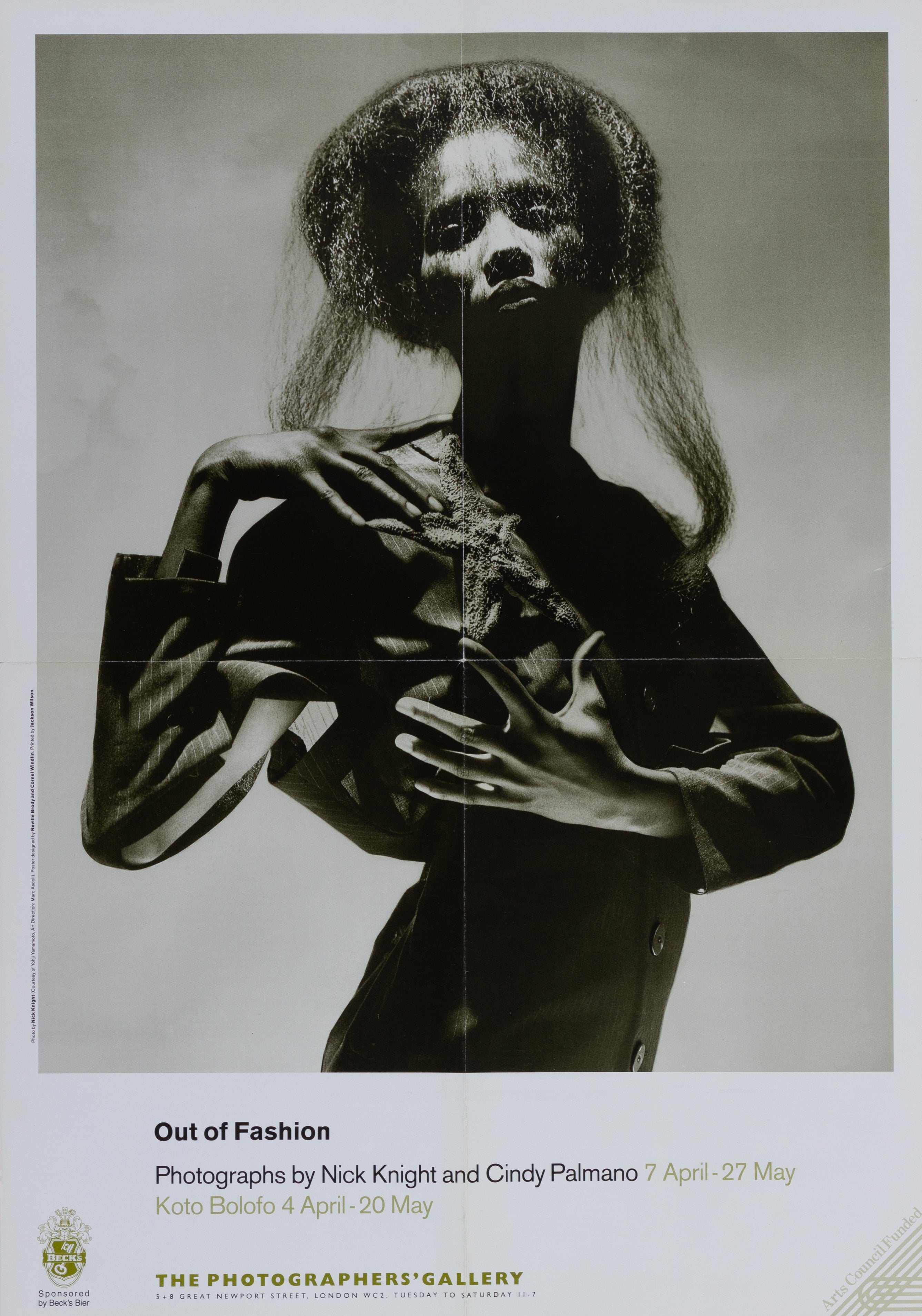 Exhibition Poster, Out of Fashion: Photographs by Nick Knight and Cindy Palmano, held at The Photographers’ Gallery, 07 April – 27 May 1989 Poster design by Neville Brody and Cornel Windlin