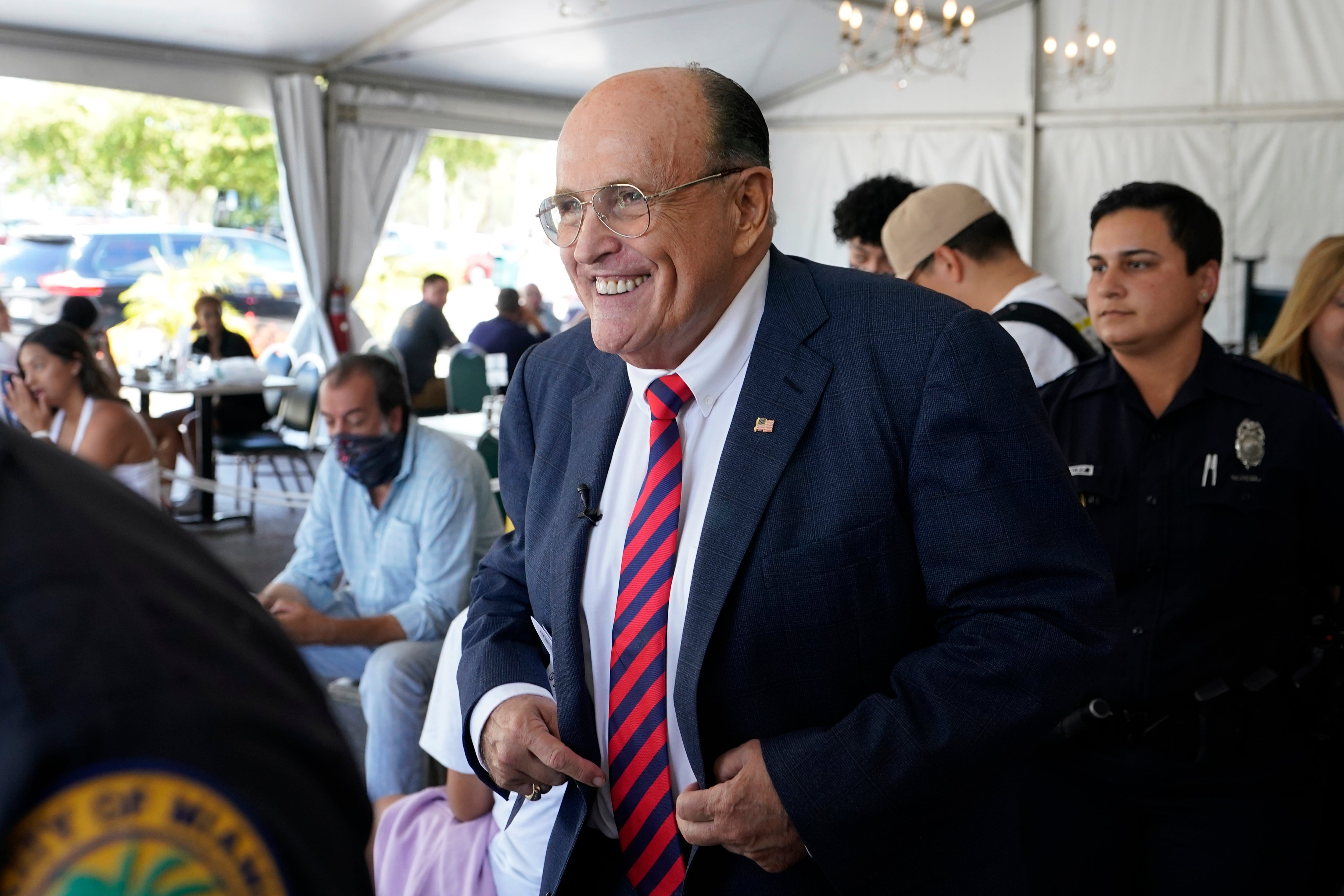 File image: Rudy Giuliani, who reportedly hasn’t his dues from Trump, praised the former president once again as he speaks in support of his son Andrew Giuliani in the New York GOP fundraiser