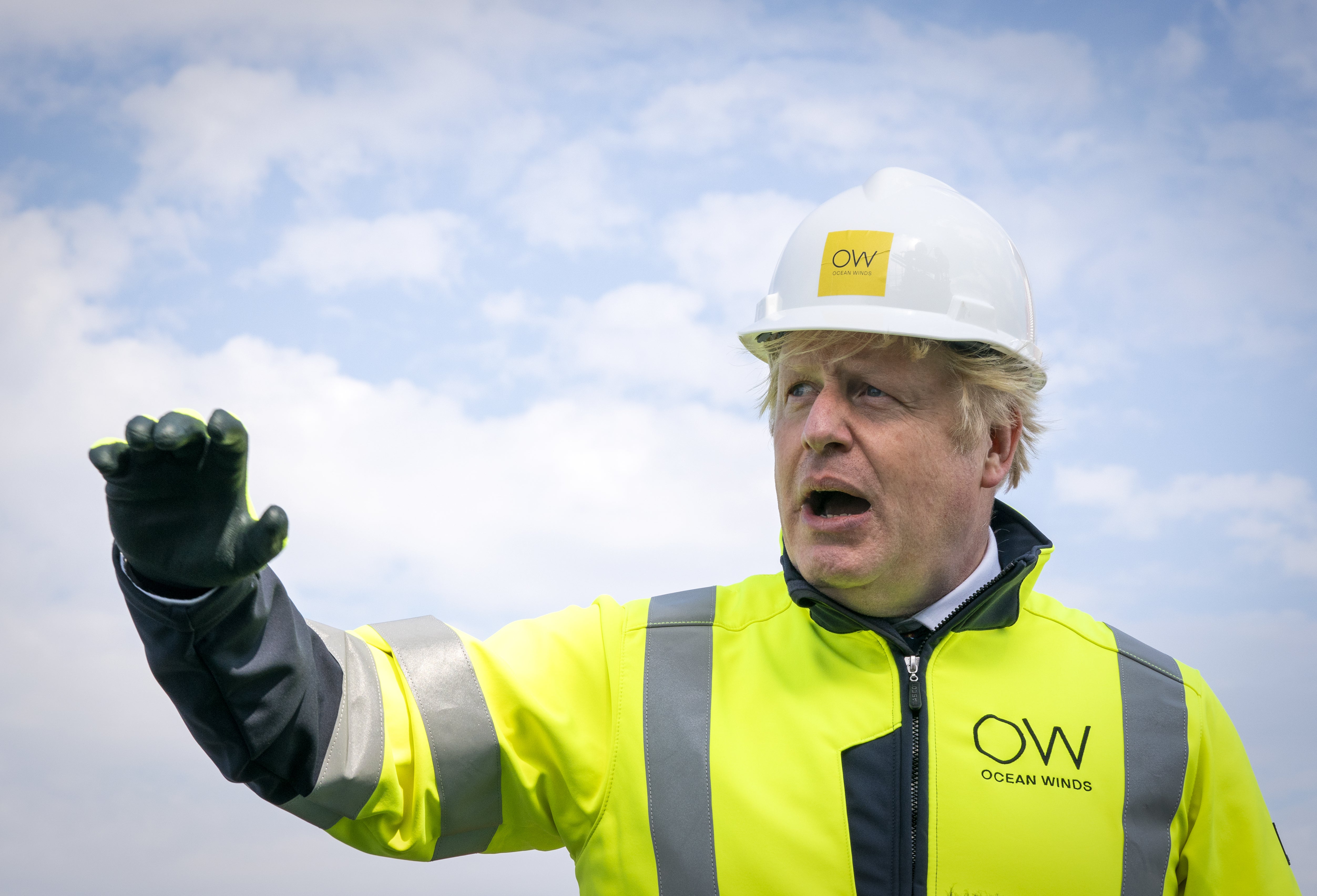 Prime Minister Boris Johnson onboard the Esvagt Alba during a visit to the Moray Offshore Windfarm East (PA).
