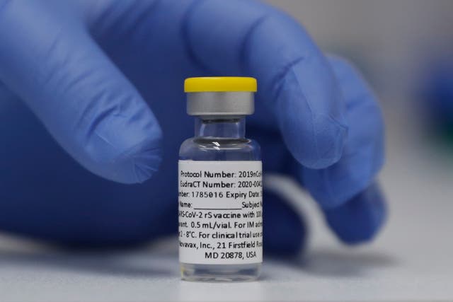 <p>A vial of the Novavax Covid-19 vaccine </p>