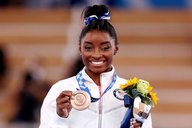 <p>Simone Biles secured an individual bronze medal and a team silver at Tokyo 2020 </p>