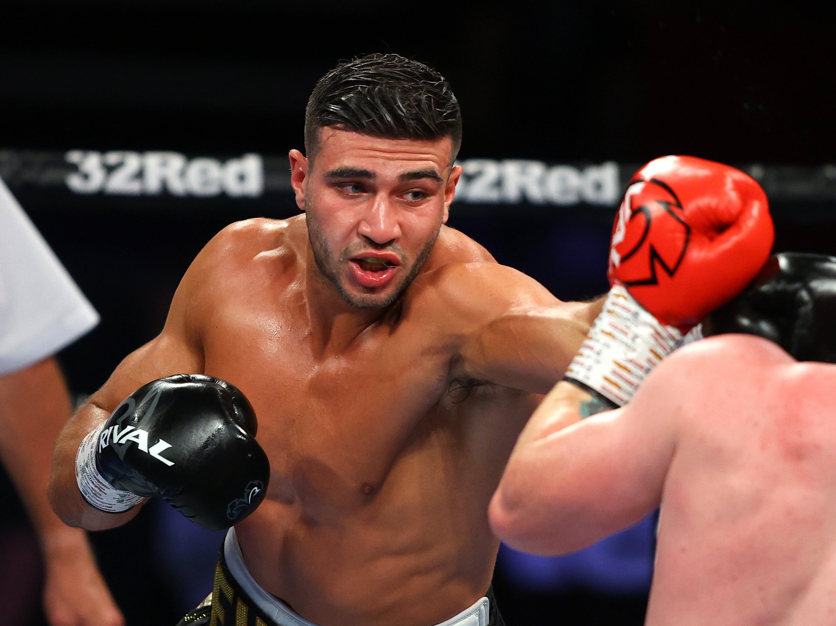 Tommy Fury in action against Jordan Grant at Telford International Centre in June