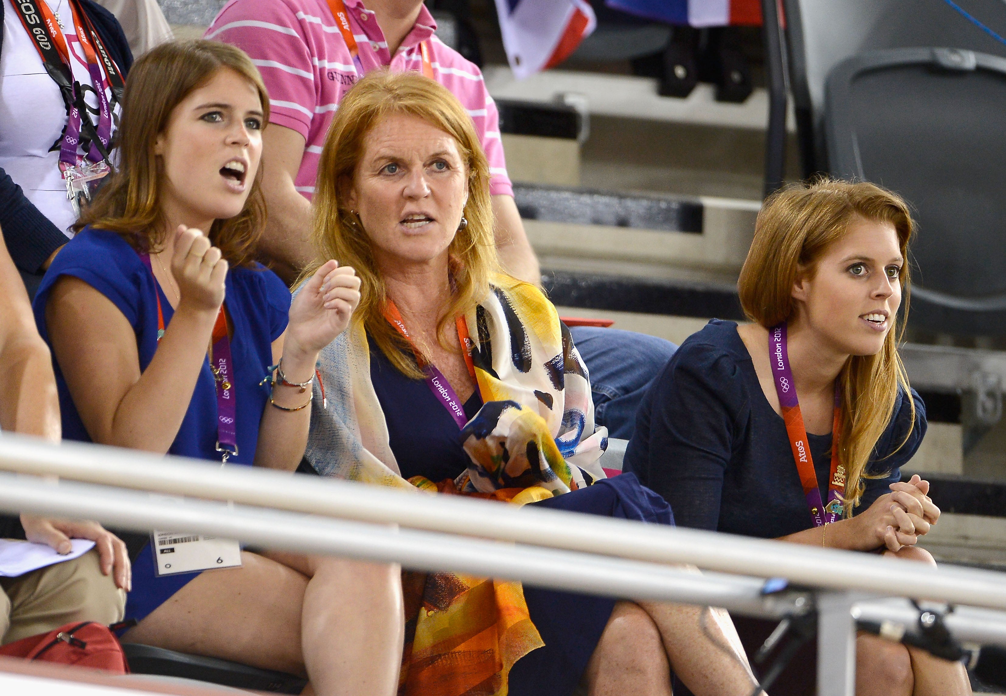 Watching track cycling with her daughters at the Olympic Games in London