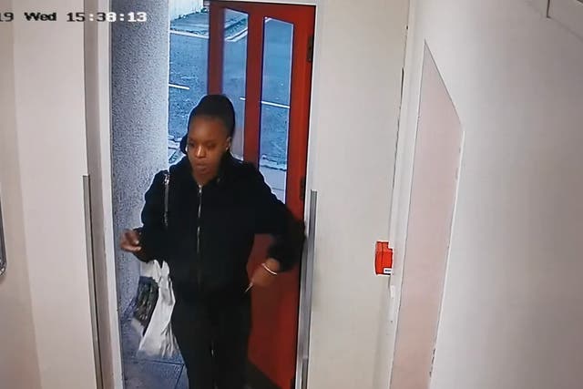 <p>CCTV footage of Verphy Kudi returning to her home in Brighton, where she had left her 20-month old daughter alone for five days</p>