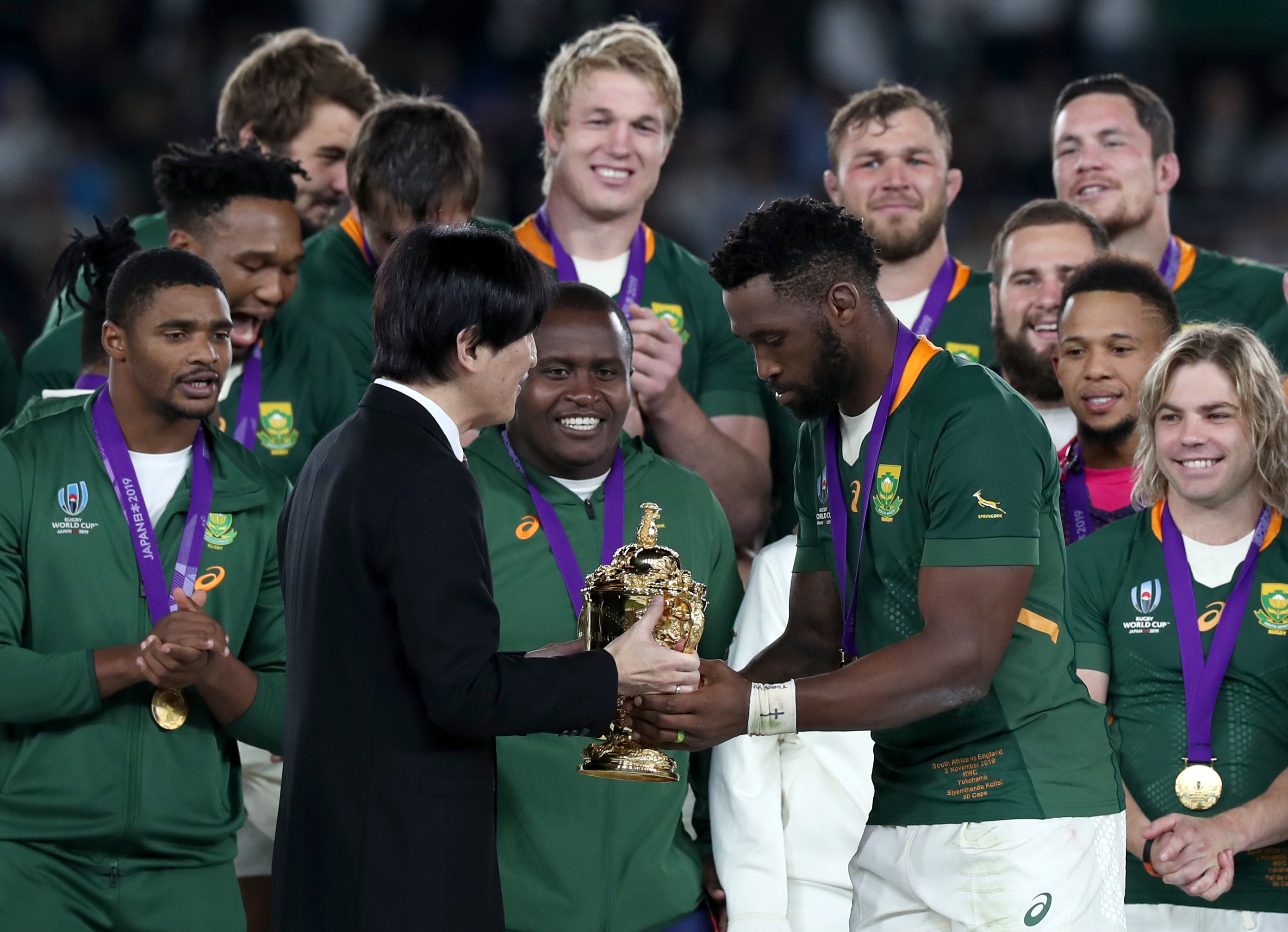 Siya Kolisi, right, captained South Africa to World Cup glory in 2019 (David Davies/PA)