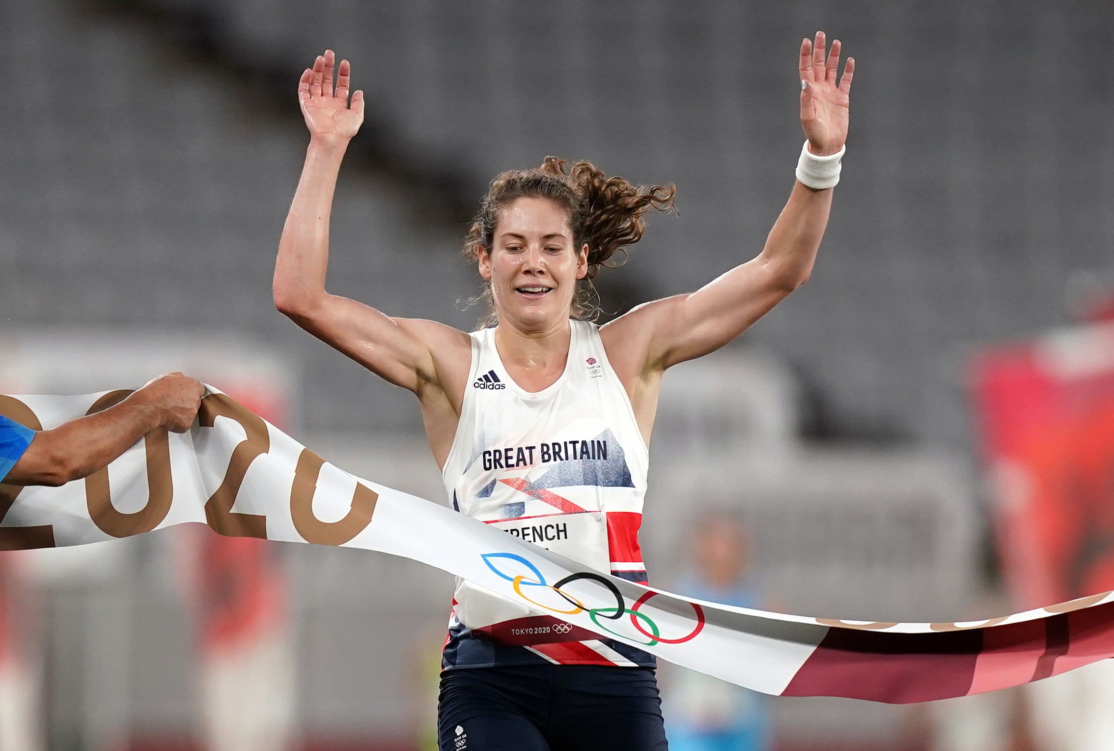 Great Britain’s Kate French wins gold in the Modern Pentathlon.