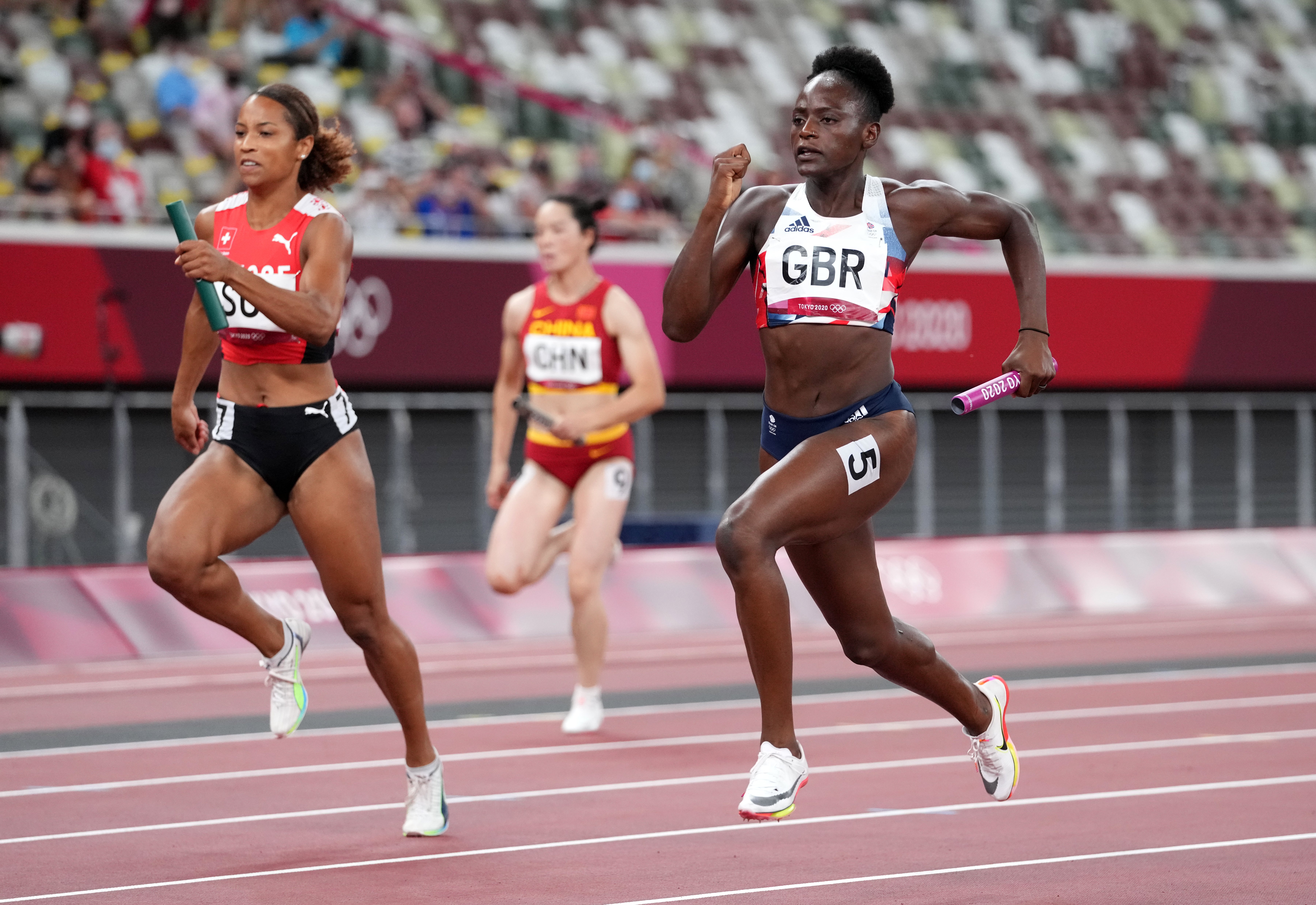 Great Britain’s Daryll Neita ran the crucial final leg (Martin Rickett/PA)