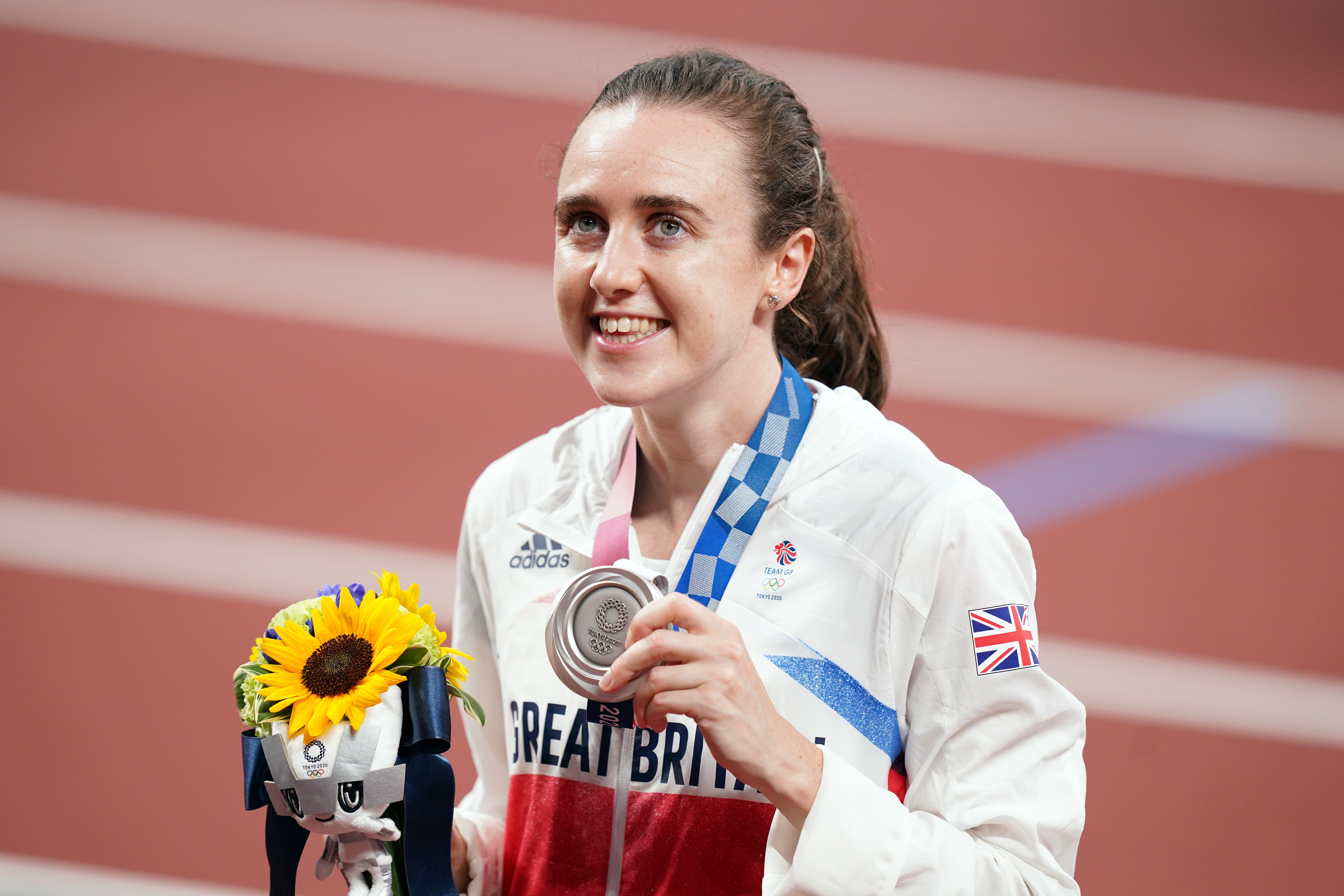 Great Britain’s Laura Muir with the silver medal after the women’s 1500m final.