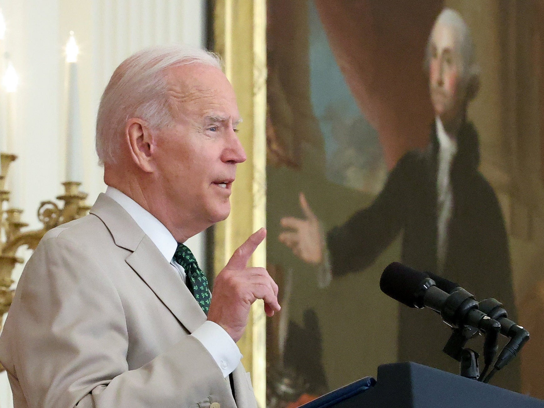 Joe Biden wearing a tan suit