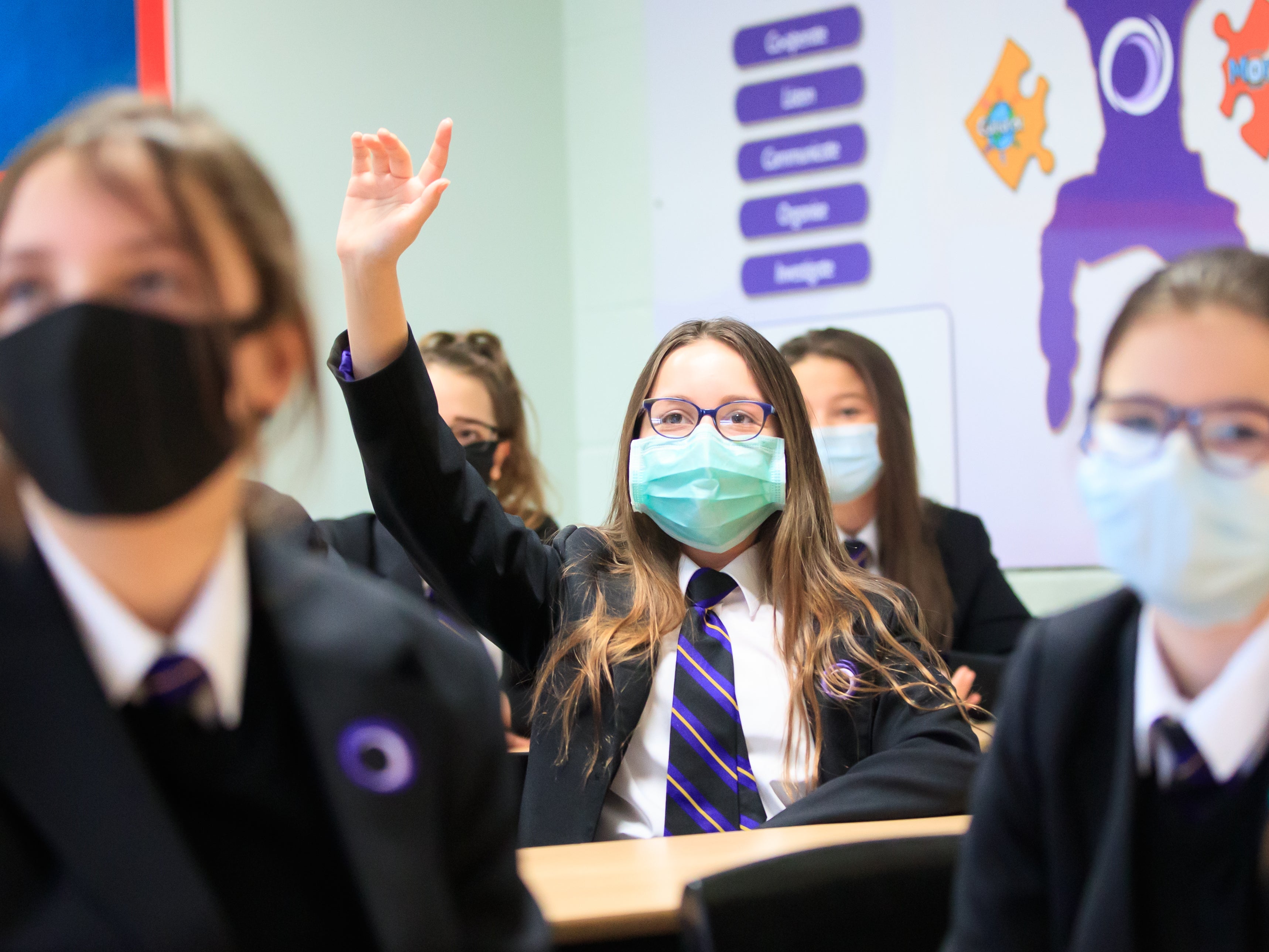 Pupils at Outwood Academy in Doncaster, Yorkshire after return in March