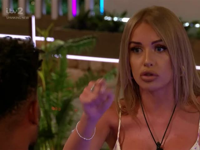 <p>Faye shouts at Teddy in ‘Love Island'</p>