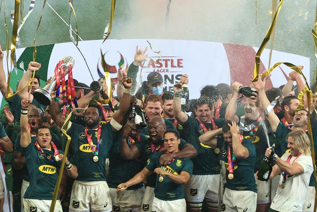 <p>Springboks celebrate in Cape Town</p>