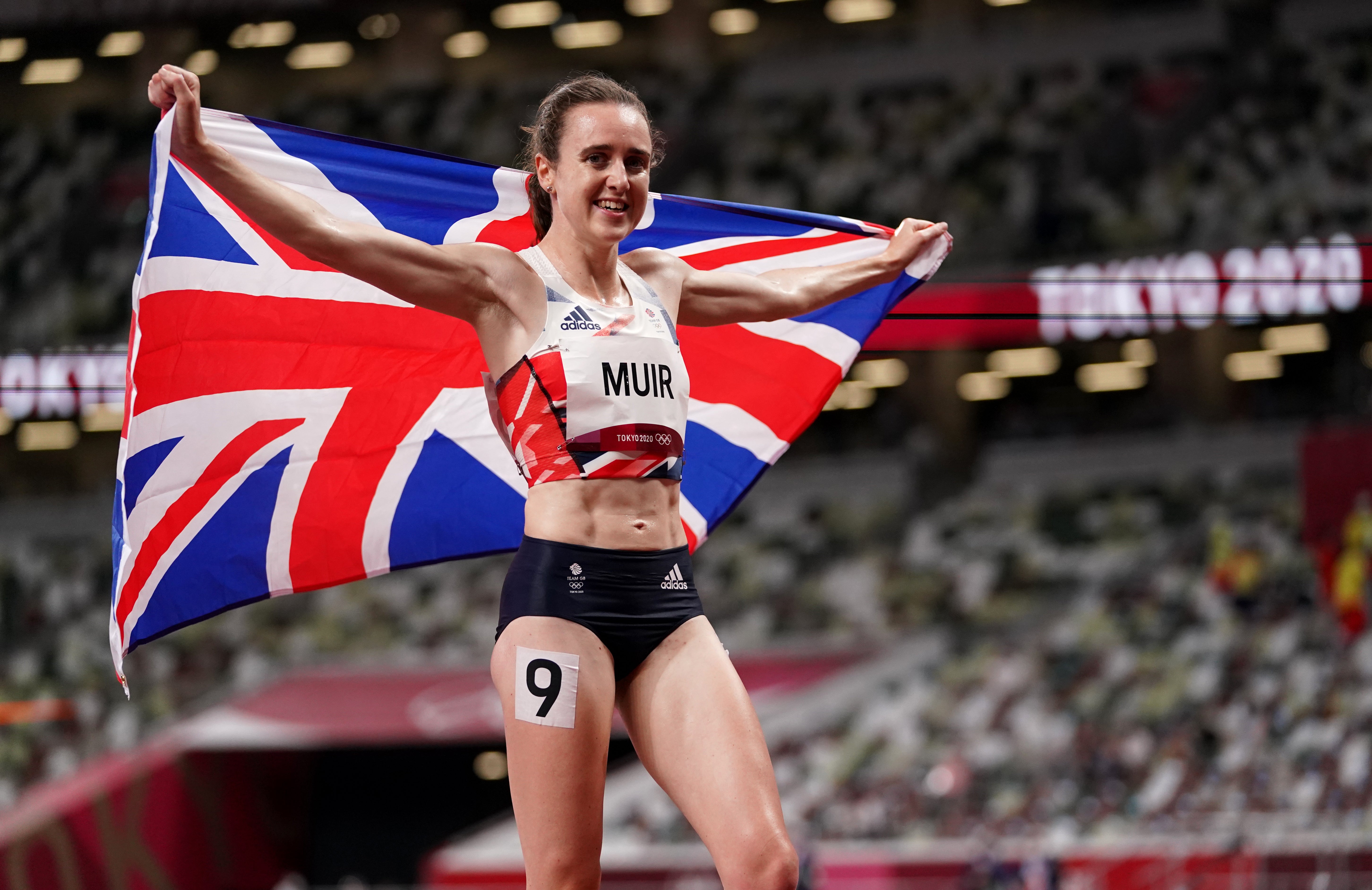 Laura Muir celebrates after winning the silver medal in the women’s 1500m (Martin Rickett/PA)