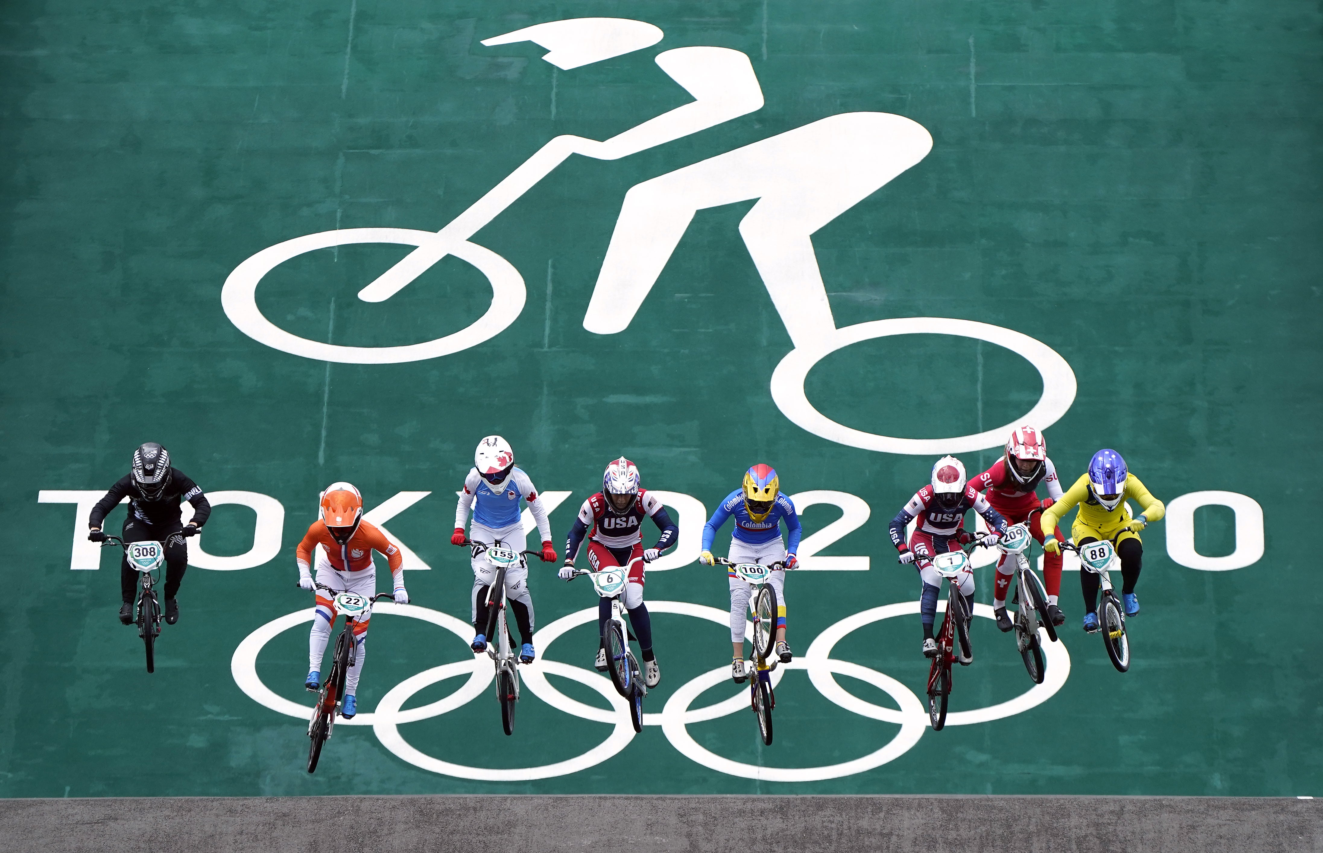 Action from the cycling BMX racing semi-finals at the Ariake Urban Sports Park on the seventh day (Danny Lawson/PA)