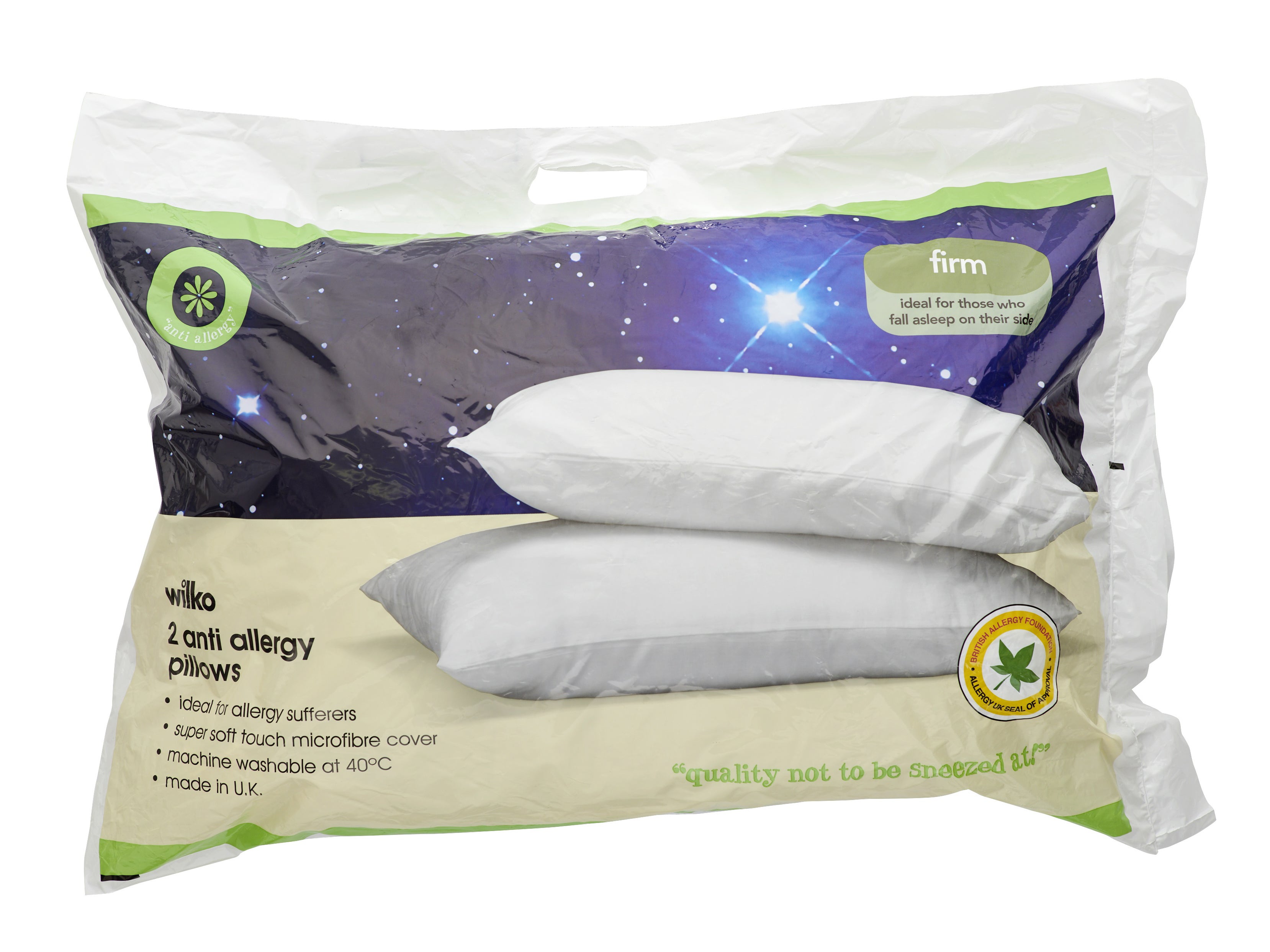 NightComfort Soft Support Front Sleeper Pillow Soft Touch Anti Allergy Cover 
