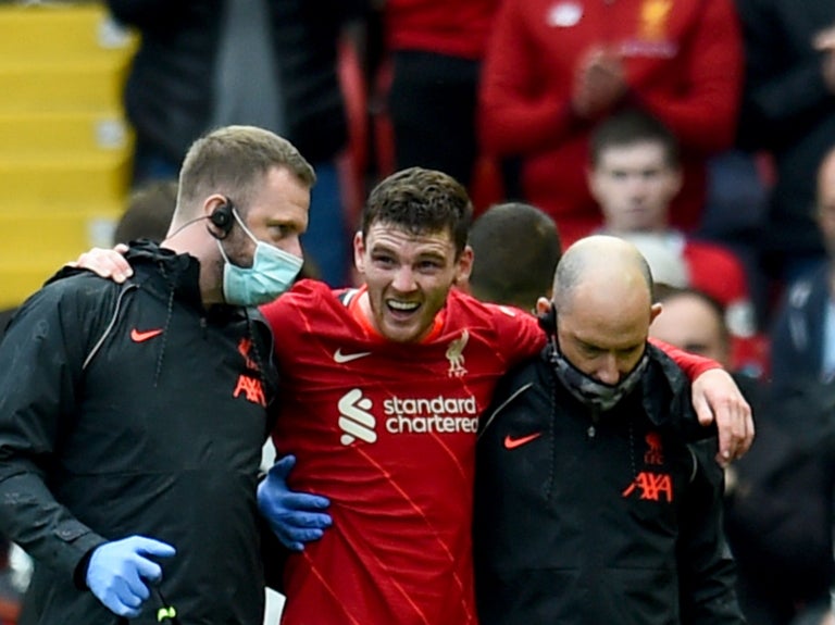 Andy Robertson was helped off the pitch in the pre-season friendly