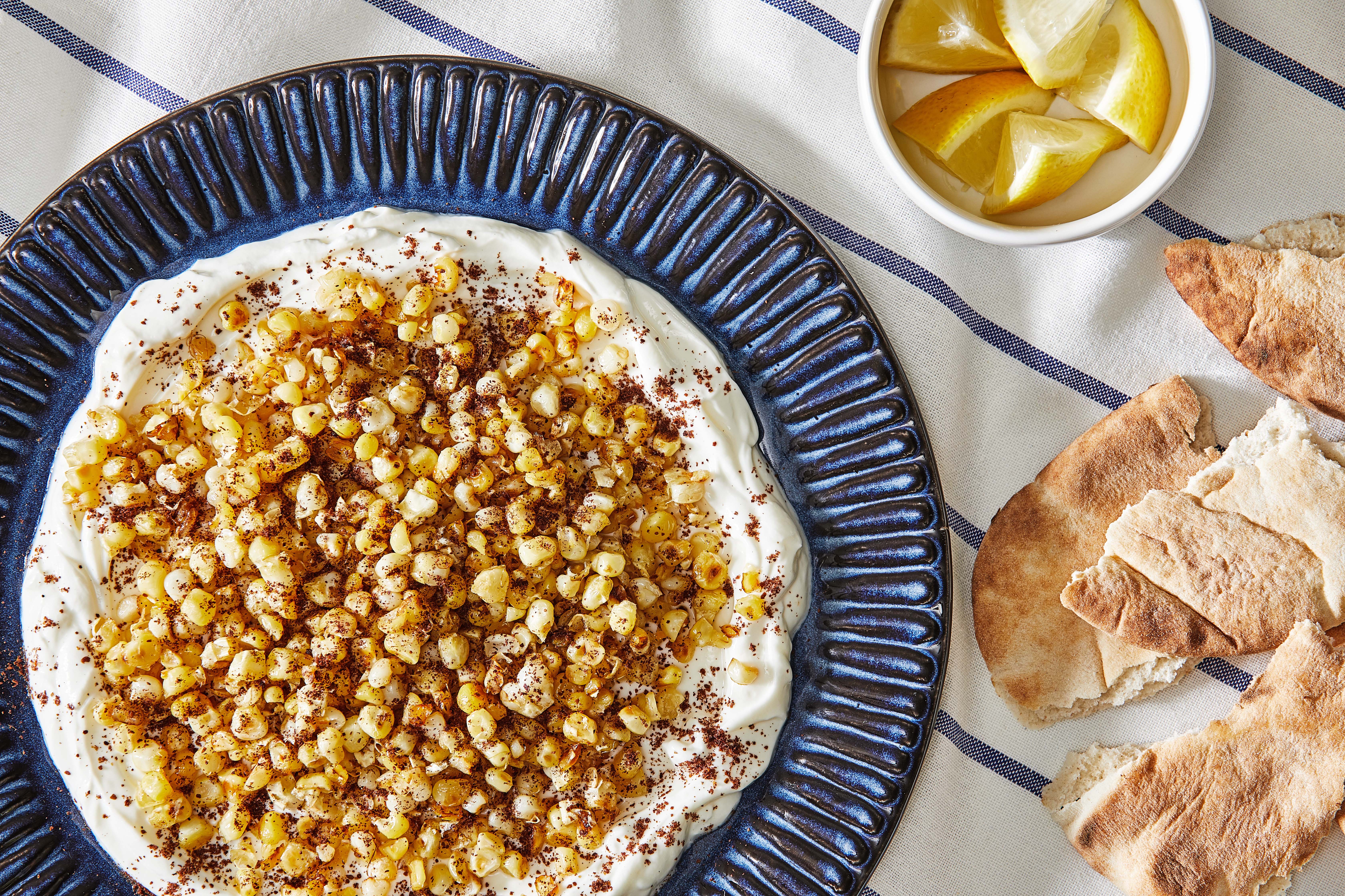 This recipe takes corn, an unusual ingredient for the Arab world, and pairs its sweet crunch with the tangy creaminess of labneh