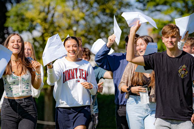 <p>Students receive A-Level exam results at Taunton School in Somerset</p>