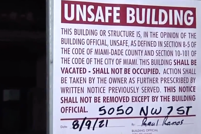 Un edificio residencial de Miami recibe una orden de evacuación después de que se considera inseguro