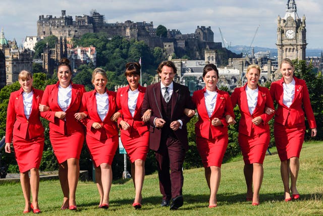 <p>Going west: Virgin Atlantic staff in Edinburgh, the new departure point for transatlantic airlines</p>