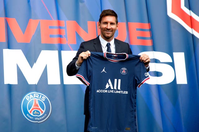 <p>Lionel Messi is unveiled at Paris Saint-Germain</p>