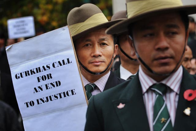 <p>Gurkhas protest for pension equality at Westminster</p>