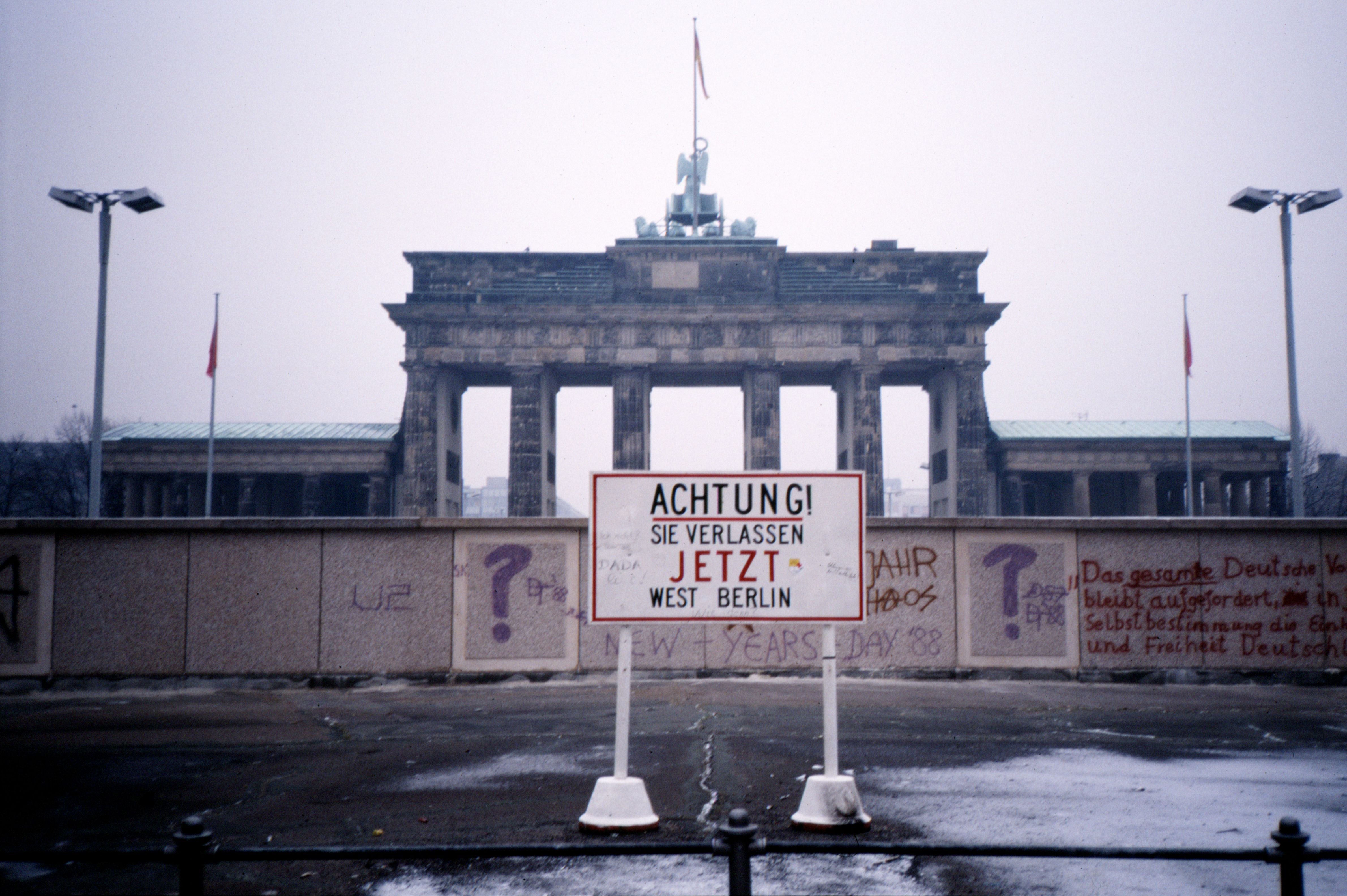 East Berlin, the Wall and the Brandenburg Gate in 1988