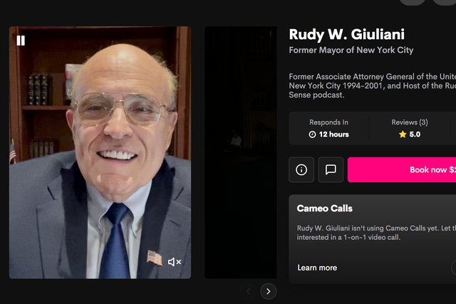 <p>Rudy Giuliani is charging $275 on Cameo, much less than some actors</p>