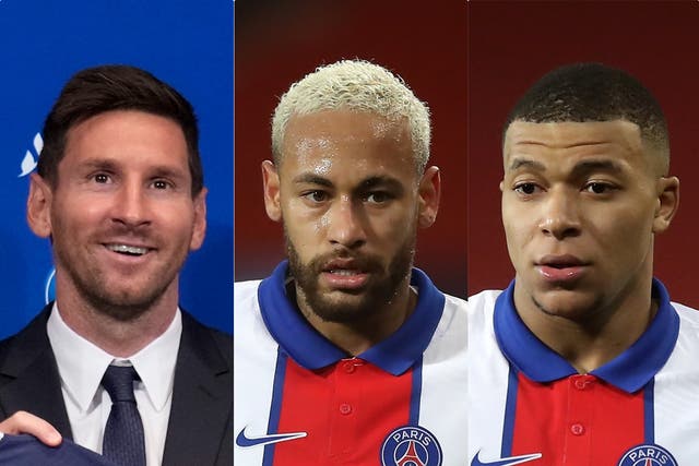 Lionel Messi, Neymar and Kylian Mbappe will form a formidable front three for PSG (AP/PA)