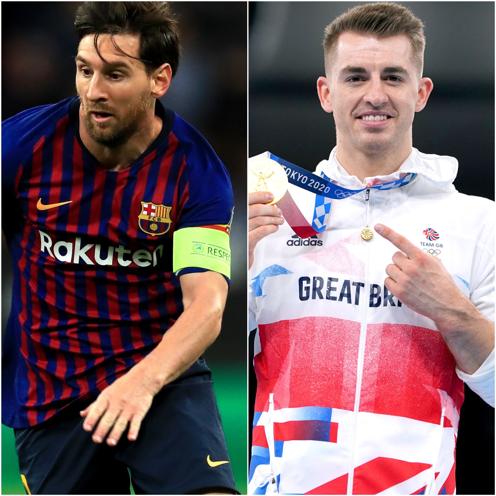 Lionel Messi and Max Whitlock (Mike Egerton/PA)