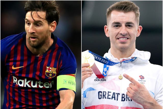 Lionel Messi and Max Whitlock (Mike Egerton/PA)