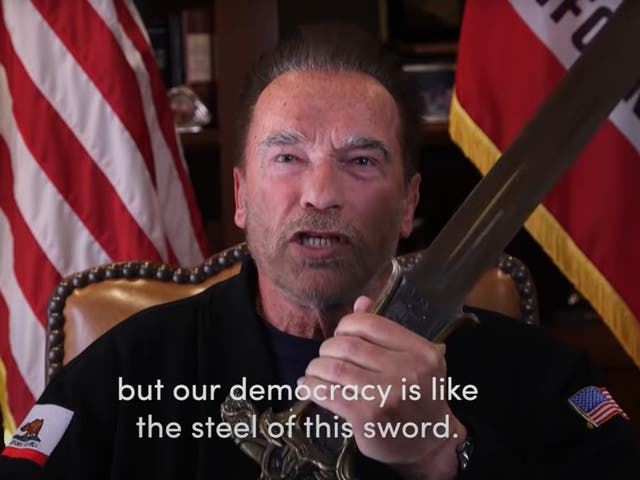 <p>Schwarzenegger has a love/hate relationship with freedom</p>