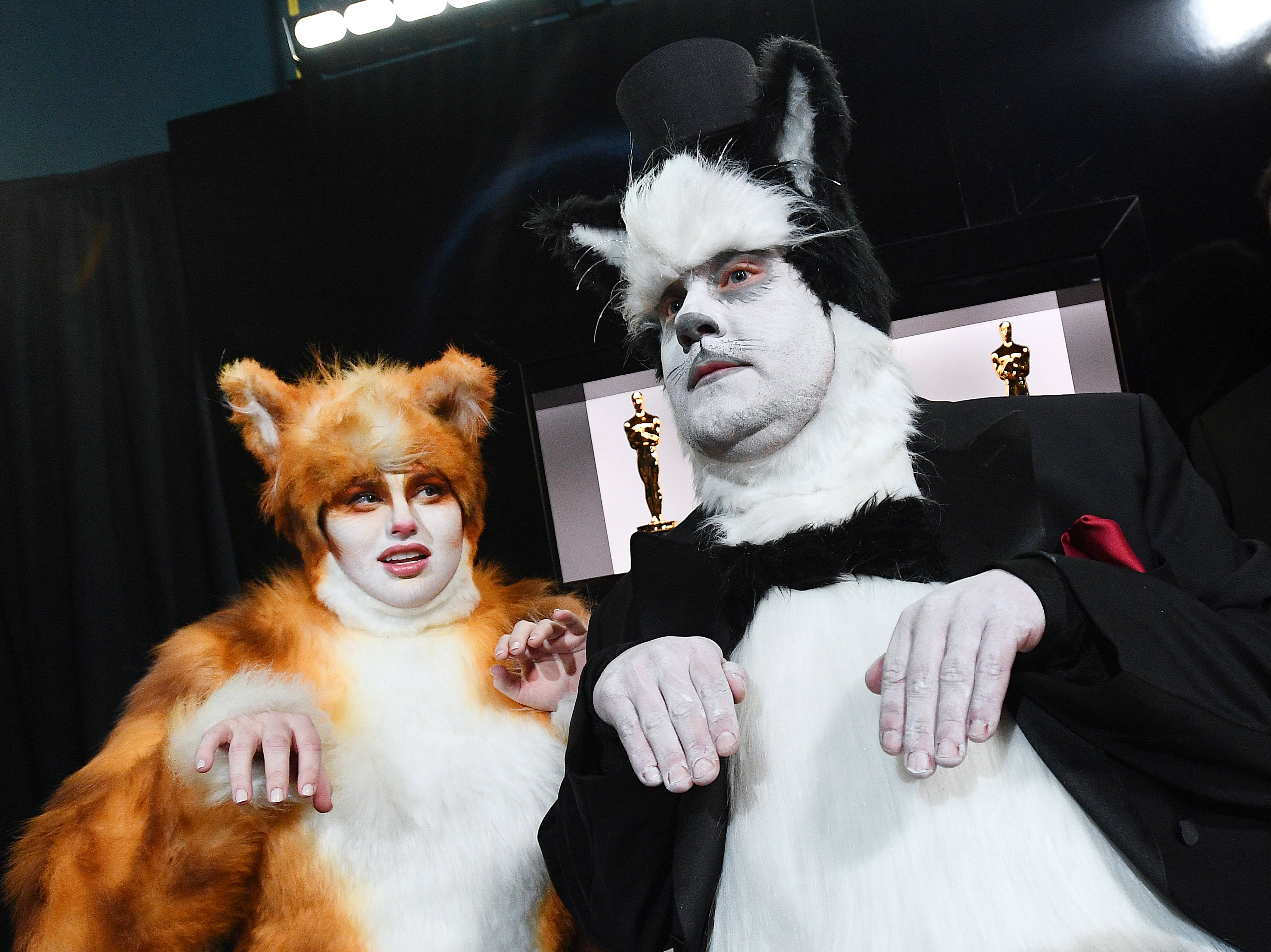 Kitty litter: Corden and Rebel Wilson attend the 2020 Academy Awards dressed as their ‘Cats’ characters