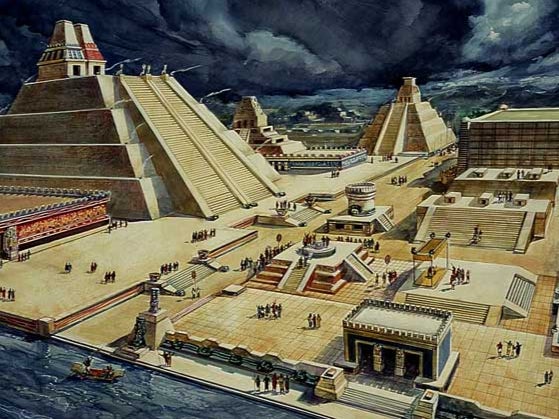 The Aztec capital, Tenochtitlan, was one of the largest and grandest in the world. This early 20th century depiction of the capital's city centre, c 1520, was painted by the Mexican artist Diego Rivera