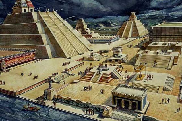 <p>The Aztec capital, Tenochtitlan, was one of the largest and grandest in the world. This early 20th century depiction of the capital's city centre, c 1520, was painted by the Mexican artist Diego Rivera</p>