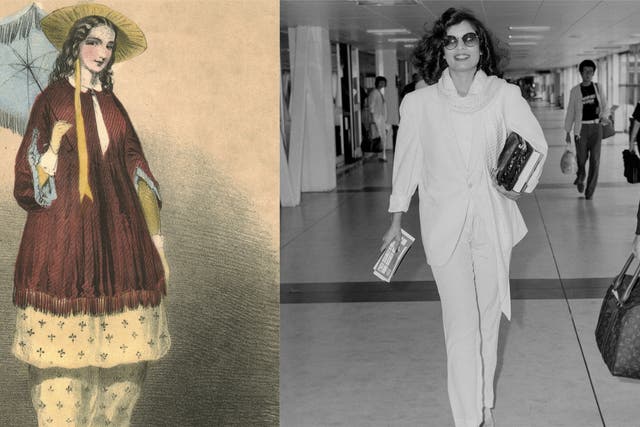 Early pioneers like Amelia Bloomer (left), mean trousers are no longer a controversial choice (Alamy/PA)