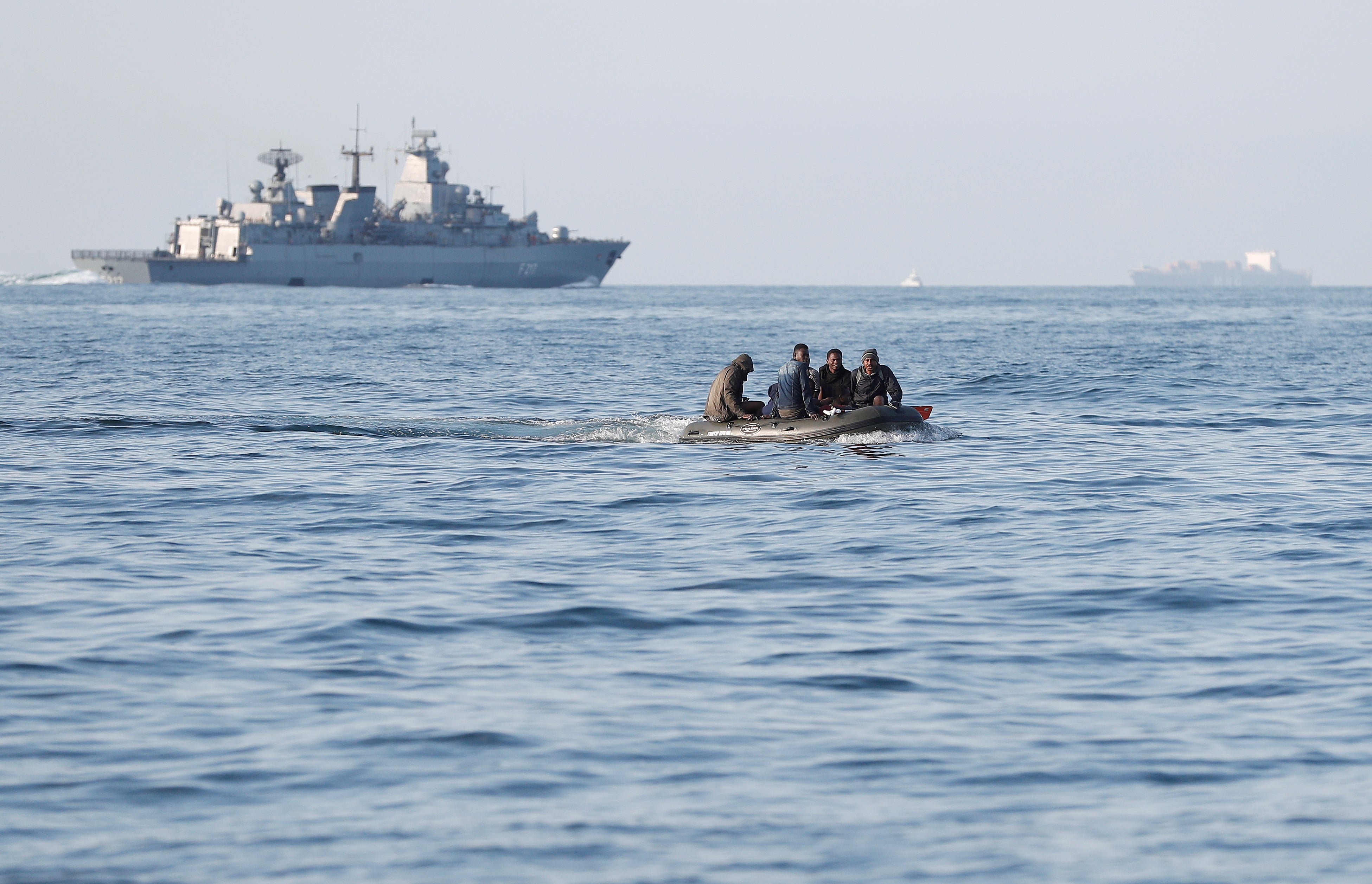 <p>Migrants are pictured crossing the English Channel on 4 August, 2021.</p>