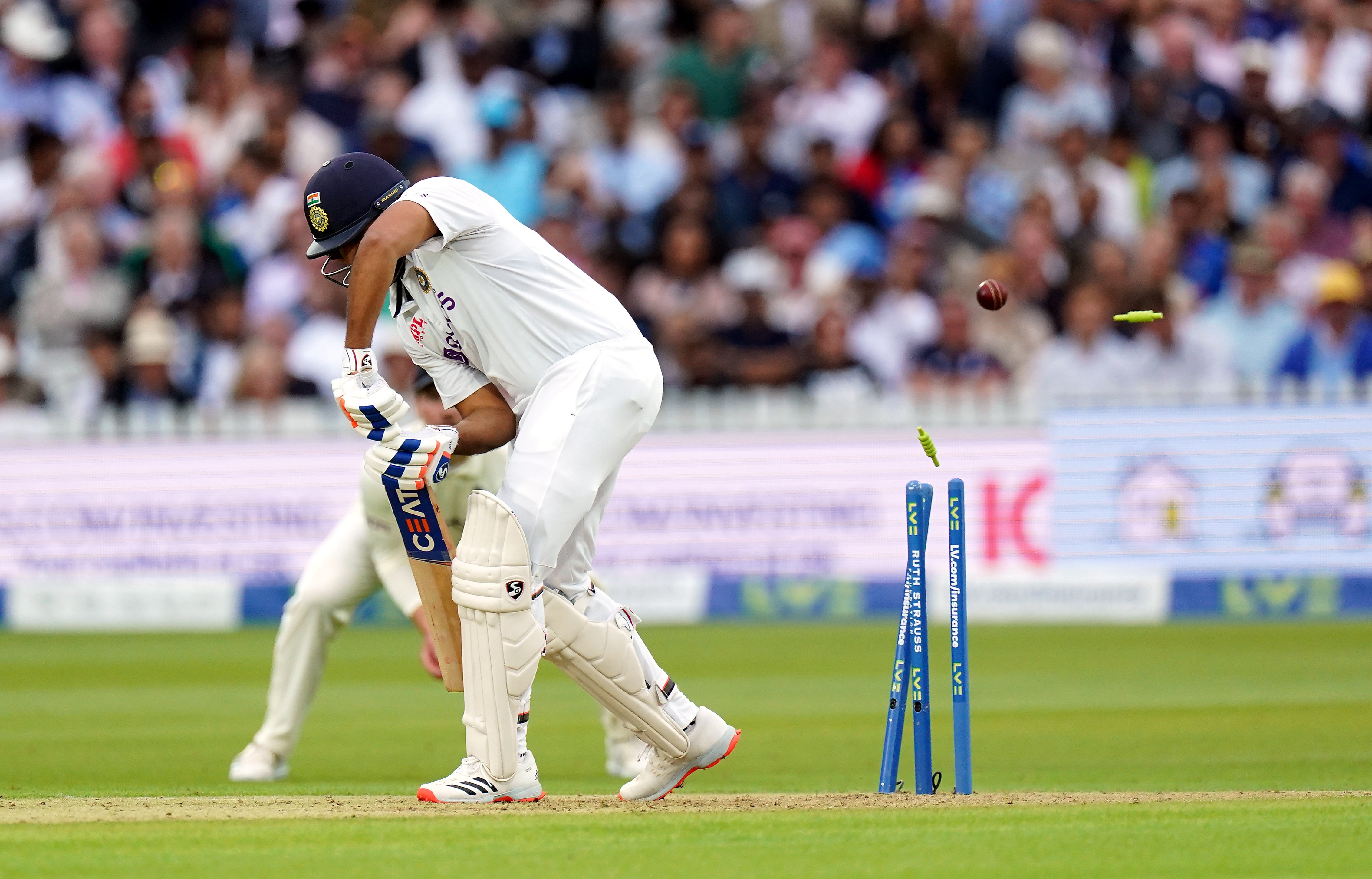 Rohit Sharma is bowled by James Anderson (Zac Goodwin/PA)