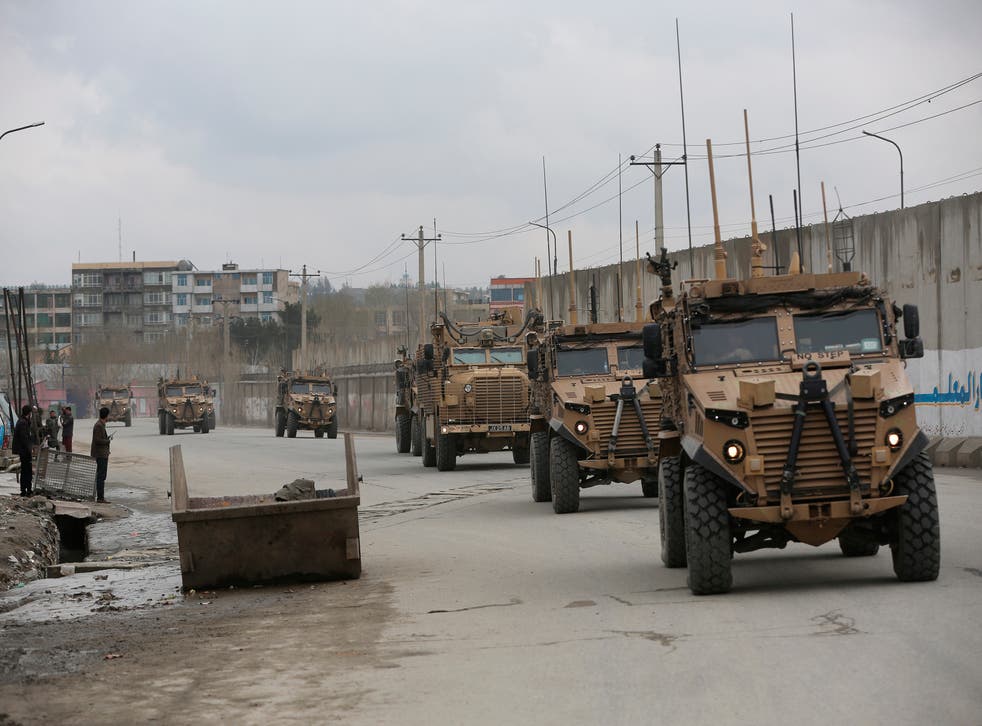 <p>British troops with Nato-led Resolute Support Mission forces  in Kabul, March 2020 </p>