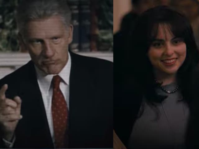 <p>Clive Owen (left) and Beanie Feldstein (right) as Bill Clinton and Monica Lewinsky</p>